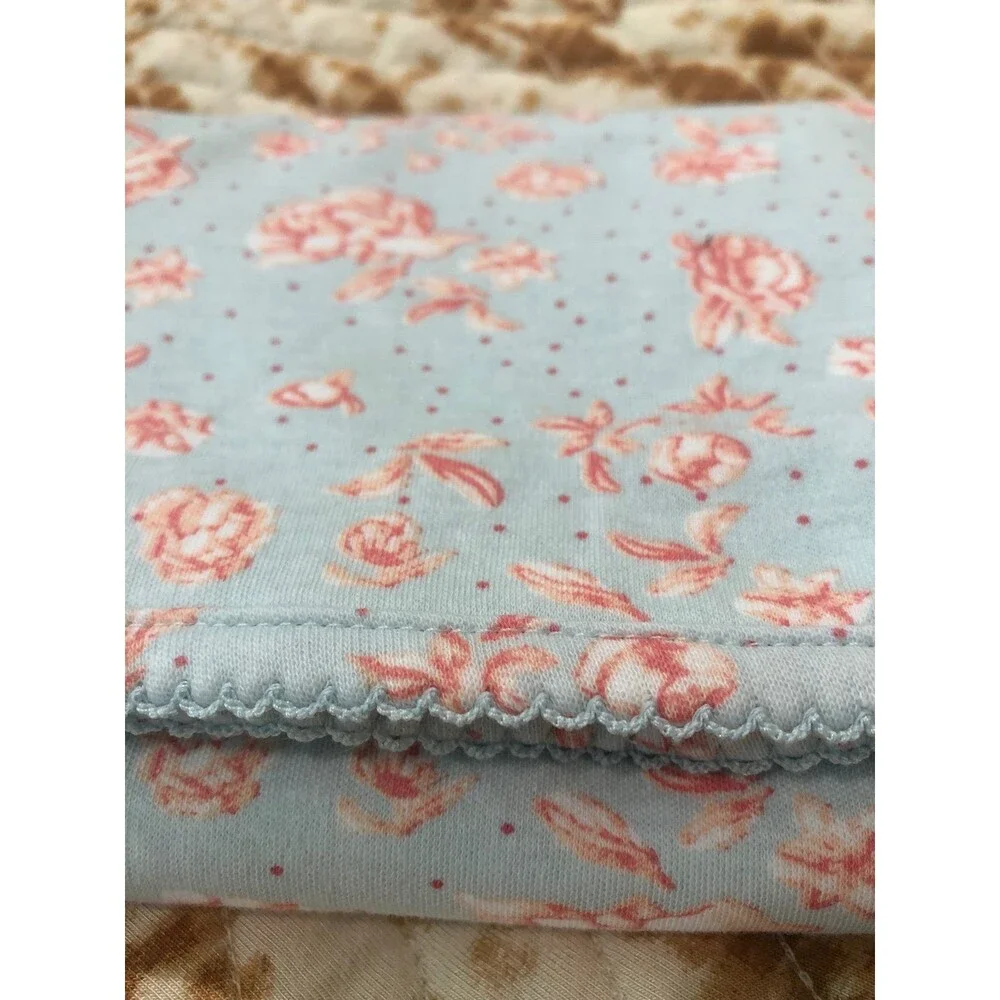 Mud Pie Blue Pink Rose Floral Swaddle